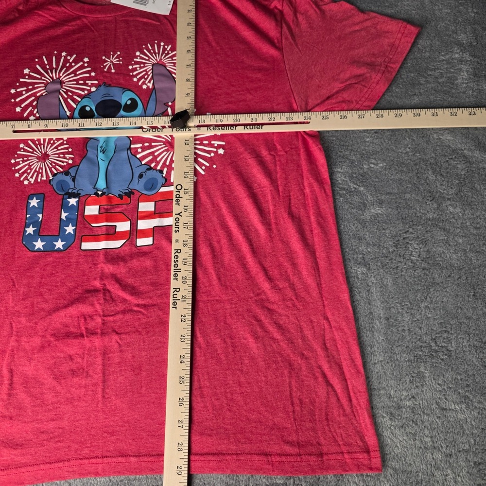 Disney Mens 2XL T-Shirt Red Heather Stitch USA 4th of‎ July 3D Graphic 2DNY9137 - Picture 2 of 6